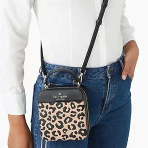 NWT Kate Spade Daisy Vanity Crossbody Leopard Cheetah Print Bag Top Handbag